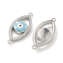 Breloques en laiton serties de micro-pavés de zircon cubique transparent et d'émail en forme d'œil de cheval&nbsp;KK-H534-02P