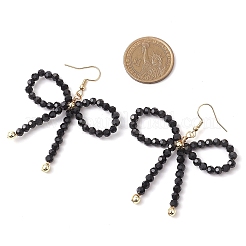 Orecchini pendenti da donna con perle di vetro bowknot&nbsp;EJEW-JE06077