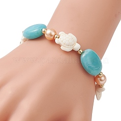 Elastische Armbänder aus synthetischem Türkis&nbsp;BJEW-JB13784