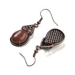 Pendientes colgantes de lágrima de piedra dorada sintética&nbsp;EJEW-B055-01R-19