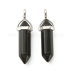 2 Stück natürliche Obsidian-Doppelend-Anhänger&nbsp;G-YW0002-04
