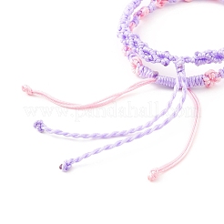 2 Stück 2 Farben Pfirsichblüten geflochtenes Schnurarmband&nbsp;BJEW-JB07610-05