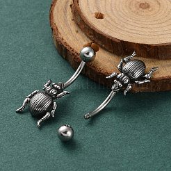 Bauchnabelringe aus chirurgischem Edelstahl 316 mit Insektenmotiv&nbsp;EJEW-G416-03AS