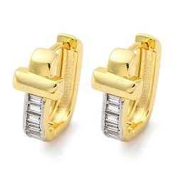 Orecchini a cerchio in ottone con zirconi cubici chiari micro pavè&nbsp;EJEW-H158-16B-GP