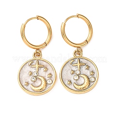 Pendientes de aro colgantes de acero inoxidable 304 con rhinestone para mujer.&nbsp;EJEW-F417-01G-01