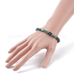 Bracciale elasticizzato con perline a colonna di smeraldi naturali&nbsp;BJEW-JB07902