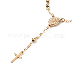Bracelets de perles de chapelet avec croix&nbsp;BJEW-E282-02G