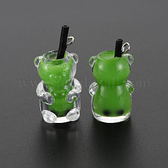 Pendentifs en résine opaque imitation bubble tea&nbsp;RESI-T052-03C