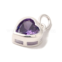 925 dije de corazón de circonita cúbica de plata esterlina con anillos de salto&nbsp;FIND-U013-10S-06