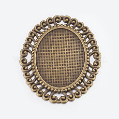 Tibetischen Stil Cabochon-Anschluss Fassung&nbsp;LS-TIBEP-EA094YKG-AB-LF