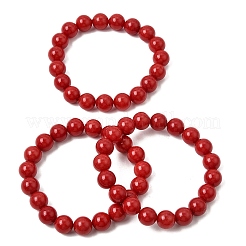 Braccialetti elasticizzati da donna con perline rotonde di giada bianca naturale tinta&nbsp;GG-CBA3F02-12B