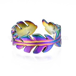 Anello polsino avvolto in foglia in acciaio inossidabile 304&nbsp;RJEW-N038-060