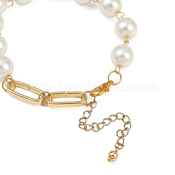 Bracciali a maglie con perle di vetro rotonde per donna&nbsp;BJEW-JB12051-01