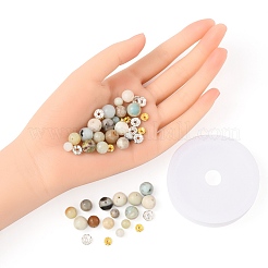 Natürliches Blumen-Amazonit-Perlen-Armband zum Selbermachen&nbsp;DIY-FS0002-06