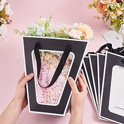 Trapezförmige Geschenktüten aus Papier mit Blumenmotiv und sichtbarem Kunststofffenster&nbsp;ABAG-WH0045-25B