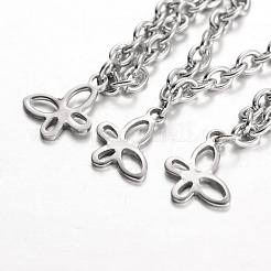 Bracelets à breloques papillon en acier inoxydable 201 résistant au ternissement&nbsp;BJEW-L567-04P