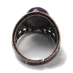 Natürliche Amethyst ovale verstellbare Ringe&nbsp;RJEW-K271-06R-20