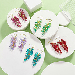 Boucles d'oreilles pendantes en grappe de perles de verre transparentes&nbsp;EJEW-JE05246