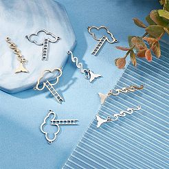 8 pièce 4 styles 201 breloques de connecteur en acier inoxydable&nbsp;STAS-UN0039-24