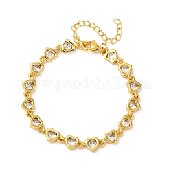 Messing-Gliederarmbänder mit Mikropflaster und klaren Zirkonia für Damen&nbsp;BJEW-D342-02G