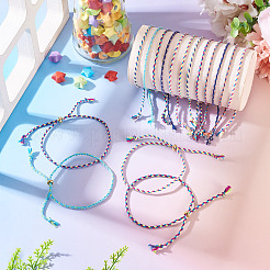 16 Stück 8 Farben Baumwollkordel Silberarmbänder&nbsp;BJEW-TAC0059