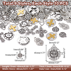 90pcs 9 pendentifs en alliage de style tibétain&nbsp;TIBEP-WR0001-01