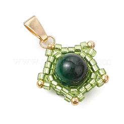 Colgantes de estrella hechos a mano con cuentas de vidrio y ojo de tigre natural (teñido y calentado)&nbsp;PALLOY-MZ00490-04