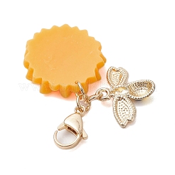 Decorazioni pendenti in resina ape girasole e smalto in lega&nbsp;HJEW-JM01995