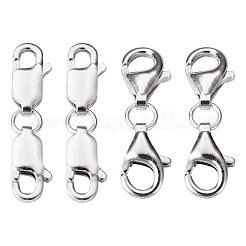 4 Sätze 2 Stile doppelt 925 Karabinerverschlüsse aus Sterlingsilber&nbsp;FIND-TA0002-22