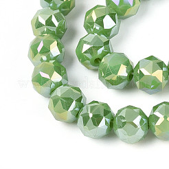 Brins de perles rondes en verre opaque plaqué couleur AB&nbsp;EGLA-T029-8mm-12A-05