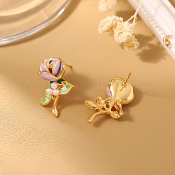 Orecchini a bottone in ottone con fiori e perle finte&nbsp;FS-WG24618-01