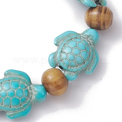 Stretch-Armbänder aus synthetischem Türkis mit Strandschildkröte-Färbung&nbsp;BJEW-JB10291-02