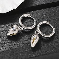 Latón cúbicos pendientes de aro zirconia&nbsp;EJEW-Q015-01P-F