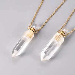Collares pendientes de cristal de cuarzo natural botella de perfume abrible&nbsp;G-K295-C-G