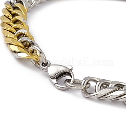 Bracciale a catena in acciaio inossidabile 201 con placcatura sotto vuoto in PVD bicolore con fermagli in acciaio inossidabile 304 per uomo e donna&nbsp;BJEW-M235-02E-GP