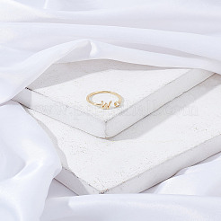 1 anello aperto in ottone micro pavé con zirconi cubici trasparenti per donna&nbsp;RJEW-LP0002-37W