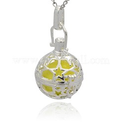 Pendentifs cage creux en laiton plaqué couleur argent&nbsp;KK-J226-01S