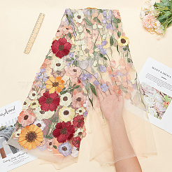 Ethno-Stil bestickte Blumen Polyester-Tüll-Spitzenstoff&nbsp;DIY-WH0399-58