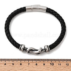 Pulseras de cordón de cuero de microfibra trenzada&nbsp;BJEW-A092-01B-AS