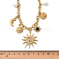 304 Edelstahl Harz & Kunststoff Perle Sonne Anhänger Latzhalsketten&nbsp;NJEW-H073-01G