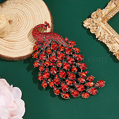 1 broche à revers en alliage de strass en forme de paon pour femme&nbsp;JEWB-FH0002-31A