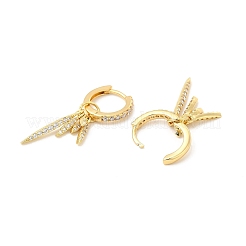 Boucles d'oreilles créoles pendantes feuille de zircone cubique transparente&nbsp;EJEW-P213-05G