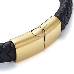 Braccialetti da uomo in cordoncino di cuoio nero intrecciato&nbsp;BJEW-K243-67G