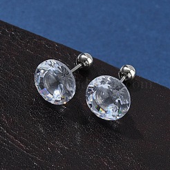 Boucles d'oreilles puces en acier inoxydable 304 serties de diamants et de zirconiums cubiques&nbsp;EJEW-U067-01P