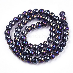 Chapelets de perles en verre transparent électrolytique&nbsp;GLAA-T032-T6mm-AB03