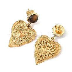 Pendientes colgantes de ojo de tigre natural y acero inoxidable 304 para mujer&nbsp;EJEW-JE07507