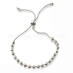 Braccialetti scorrevoli con perline rotonde in ottone per donna&nbsp;BJEW-D317-13P