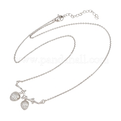 Collar con colgante de bellota de latón con microengaste de circonita cúbica transparente.&nbsp;NJEW-K311-02P