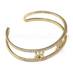 Bracelet manchette ouvert mauvais œil zircon cubique&nbsp;BJEW-N012-038