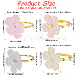 4 Stück Serviettenringe aus Emaille mit Blumenmotiv in 4 Farben&nbsp;AJEW-GF0011-11